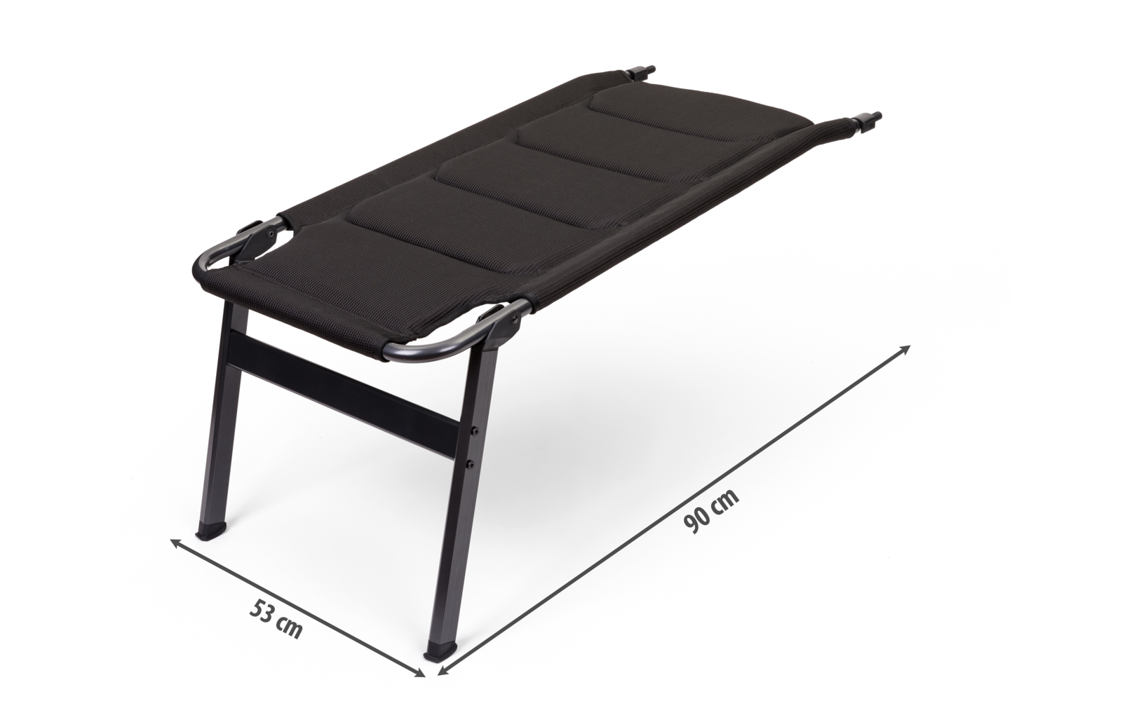 Benstøtte Novara XL med adapter 90x53 cm aluminium montert på stol