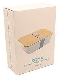 Bento Ikoma matboks hvit med bambuslokk montert i bruk