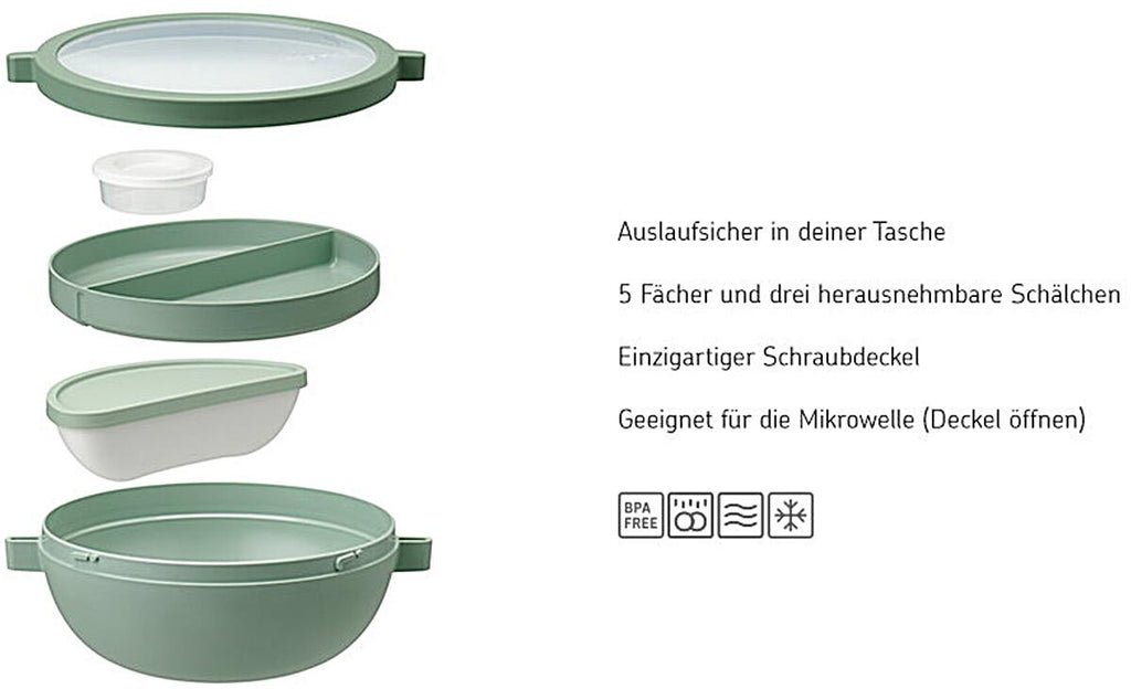 Bakside av Bento lunchbowl Vita 1500 ml med to skåler