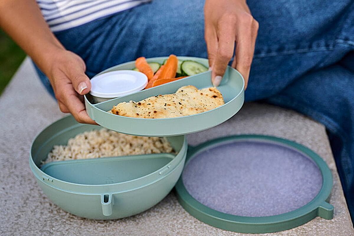 Bento lunchbowl Vita 1500 ml med to skåler i nordic blue farge