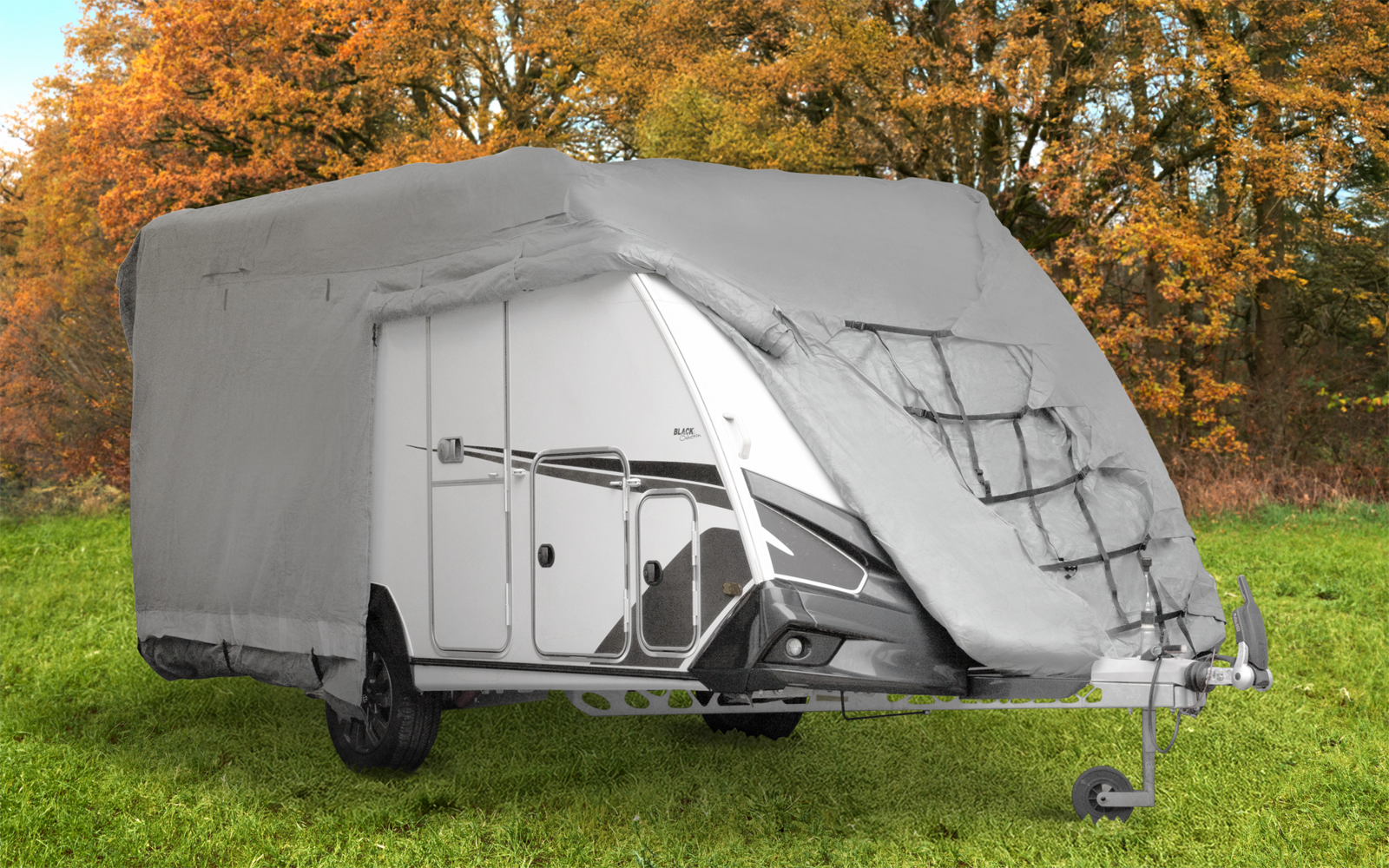 Beskyttelsestrekk for campingvogn StrongProtect 370-430 cm pakket klar til bruk