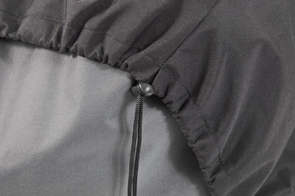 Beskyttelsestrekk for sittesekk Roll svart polyester nærbilde