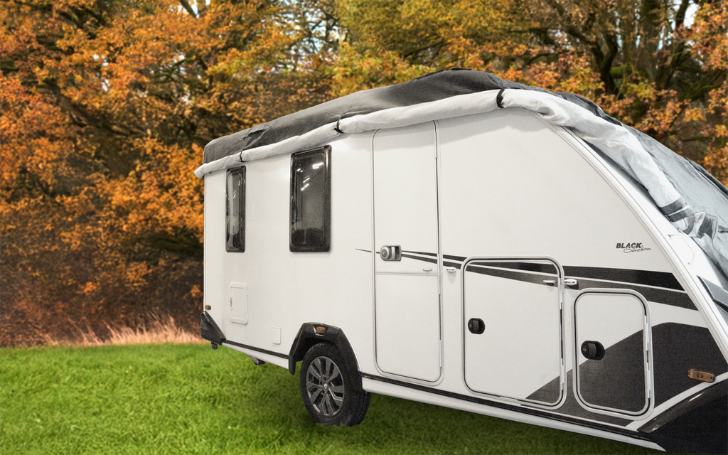 Beskyttelsestrekk for campingvogn StrongProtect Plus 400-450 cm bakside