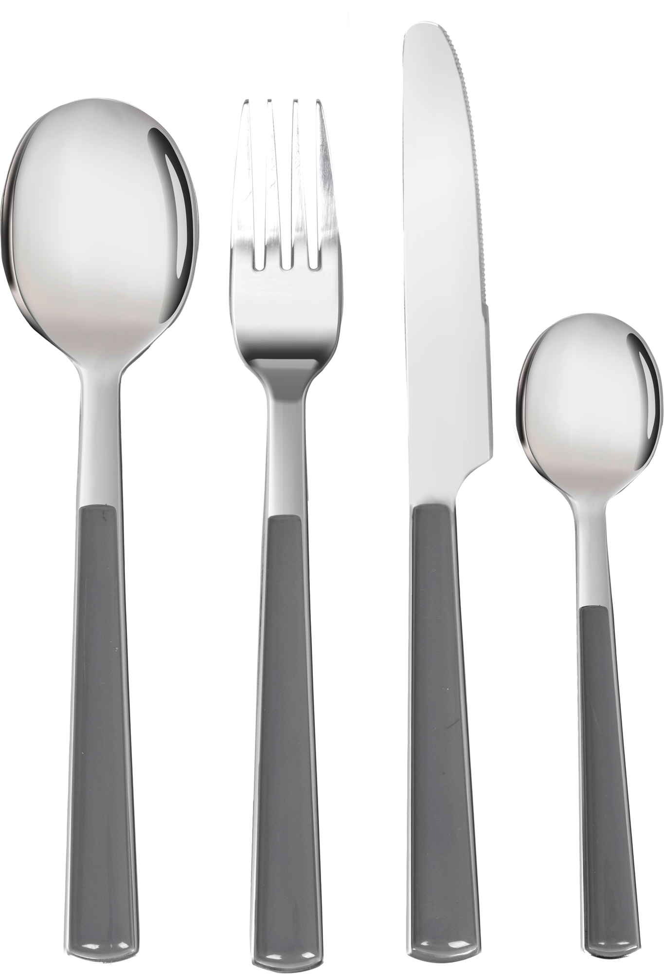 Bestikksett 16 deler for 4 personer rustfritt stål grå - Brunner forfra