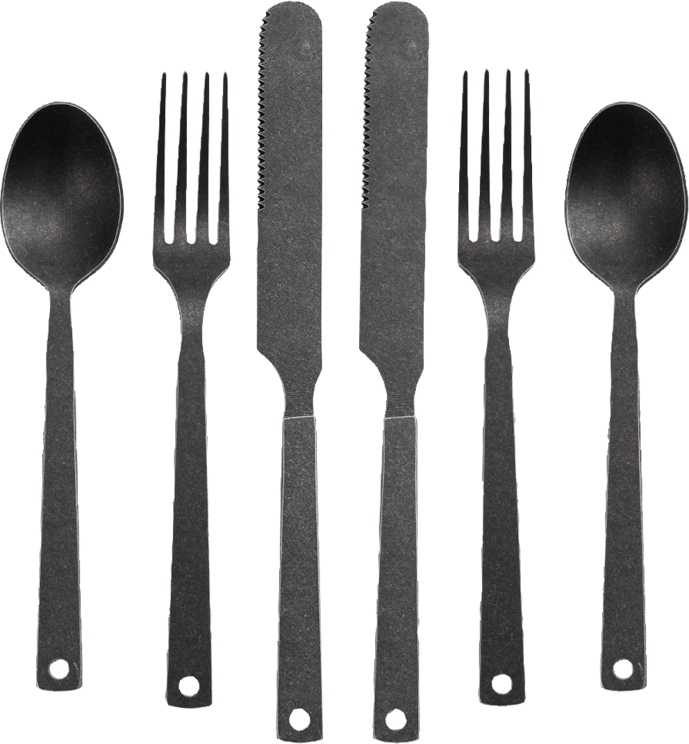 Bestikksett 6-delt matt rustfritt stål - Barebones forfra