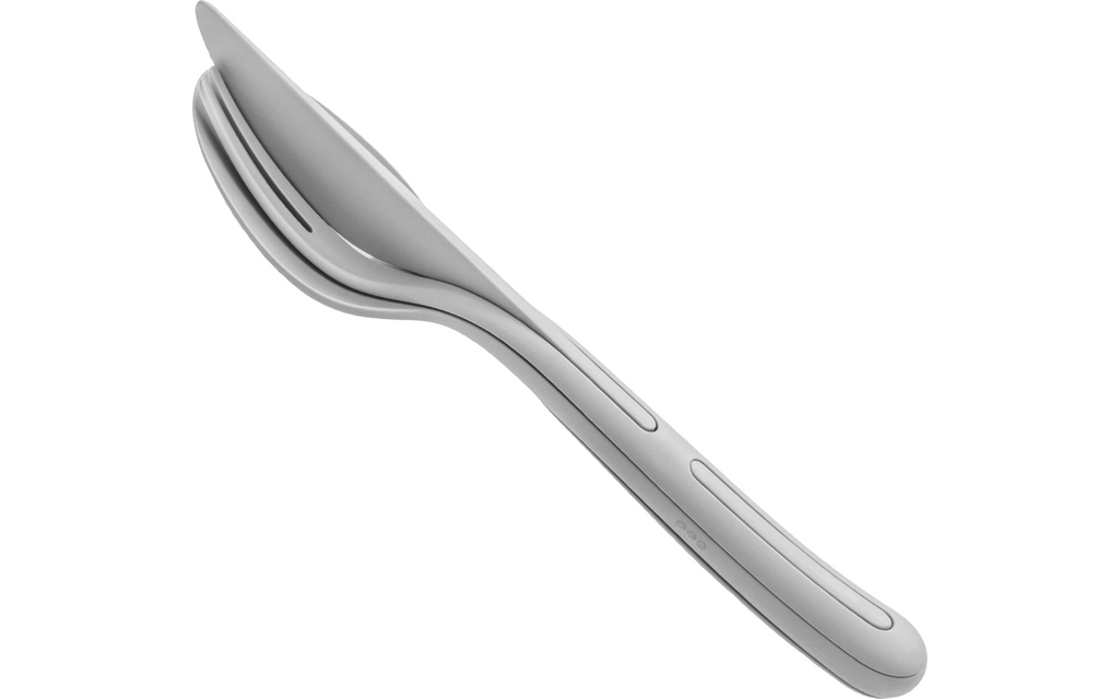 Bestikksett Tricky Grey 3-i-1 kniv gaffel skje bakside