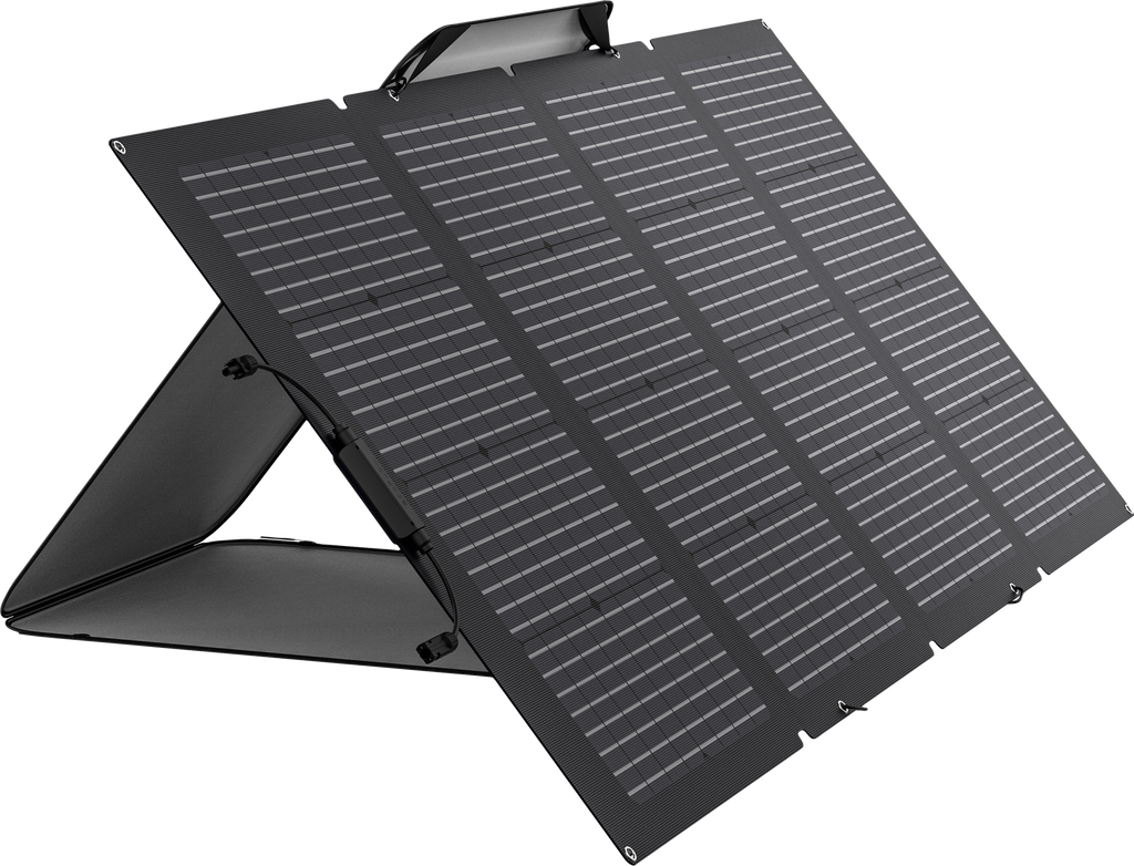 Bifasialt bærbart solcellepanel 220W monokrystallinsk EcoFlow forfra