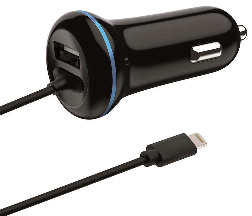 Billader 12/24V med USB og USB-C 140 cm - 2GO forfra