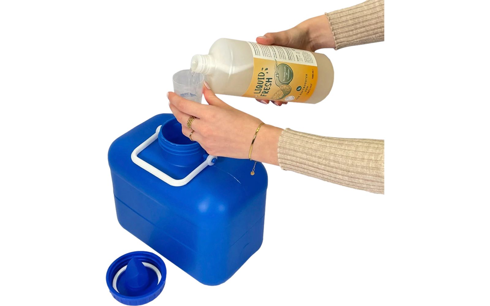 Nærbilde av Biologisk tilsetning for urinbeholder 1 liter sitrusduft - Trelino flaske