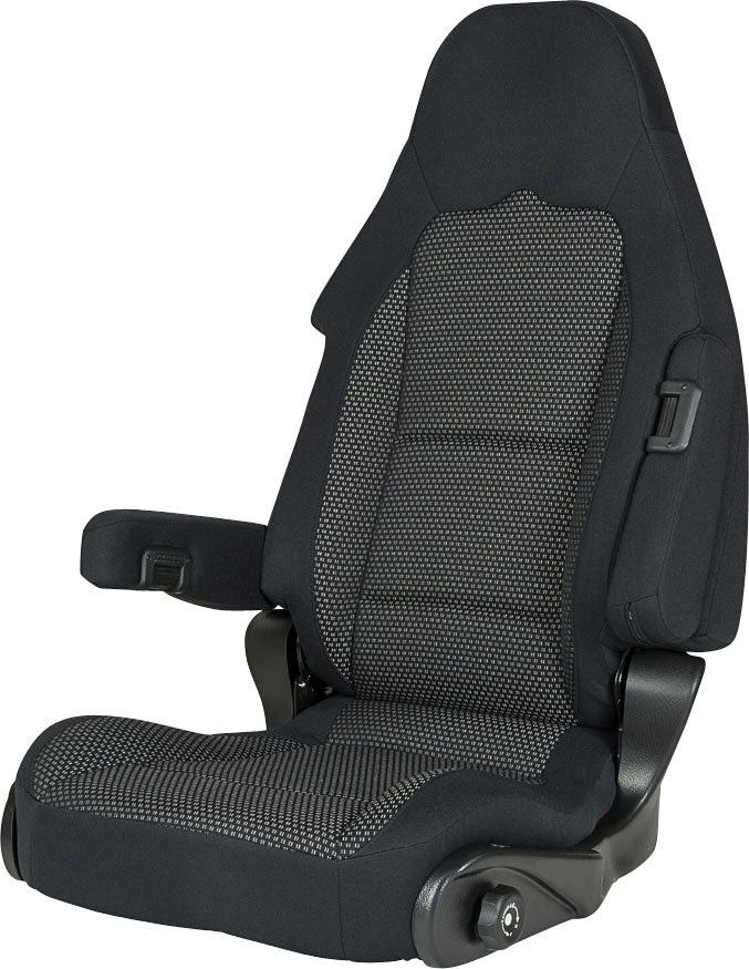 Bobilsete S10.1 førersiden 60 cm bredde polyester svart for bobil