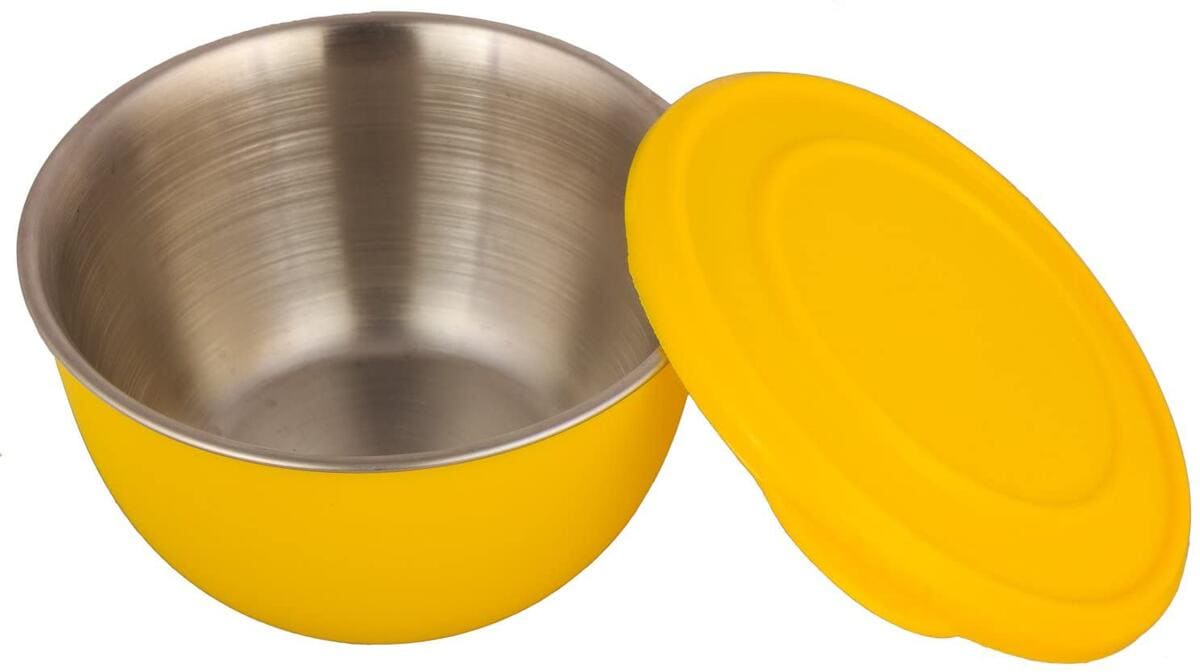Nærbilde av rustfritt stål i Bollesett 4-delers rustfritt stål med lokk stablbart - Origin Outdoors