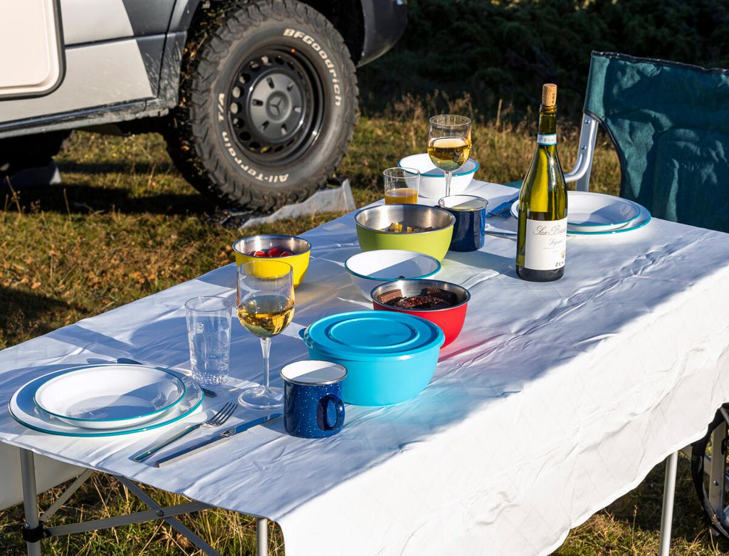 Oversikt av alle boller i Bollesett 4-delers rustfritt stål med lokk stablbart - Origin Outdoors