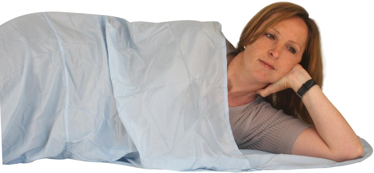 Bomullslakenpose for mumiesovepose 240x85 cm beige forfra