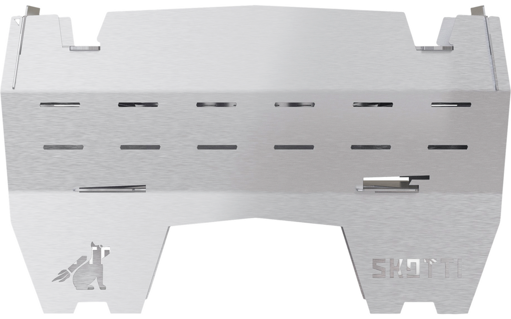 Bordgrill Mini for ved, gass og kull rustfritt stål bakside