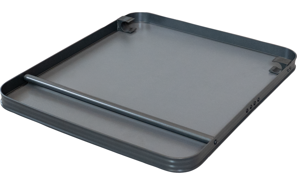 Nærbilde av aluminiumsramme på bordplate for benstøtte Dakar & Iseo 60x50,5 cm MDF