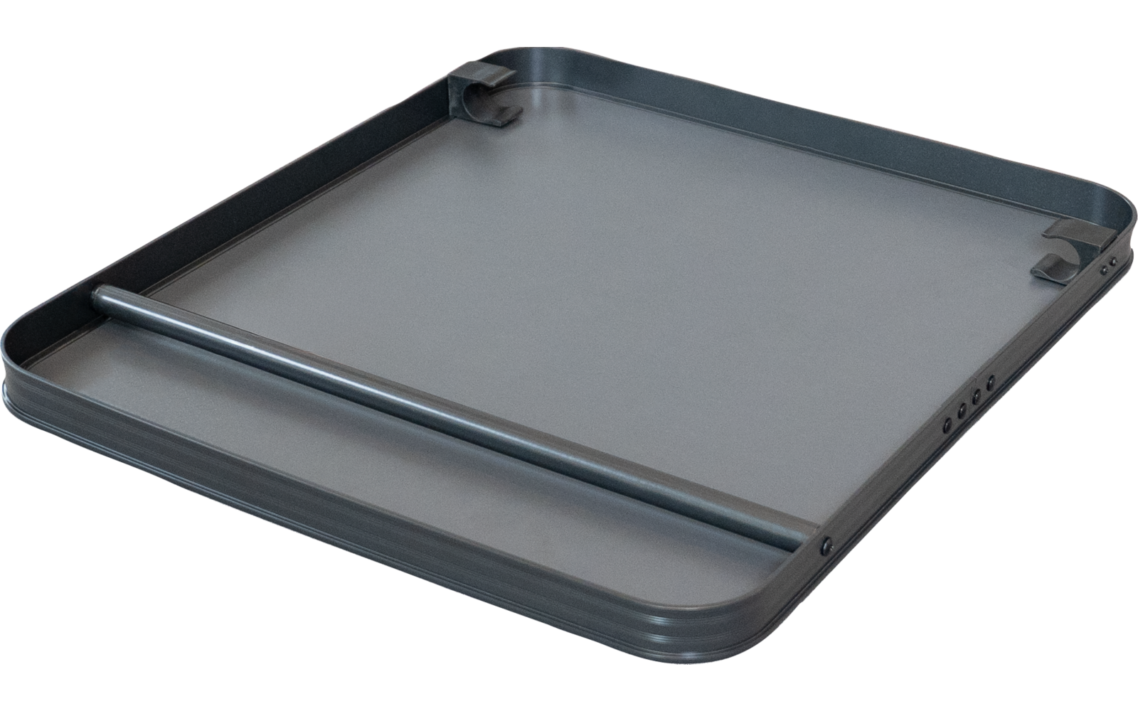 Nærbilde av aluminiumsramme på bordplate for benstøtte Dakar & Iseo 60x50,5 cm MDF