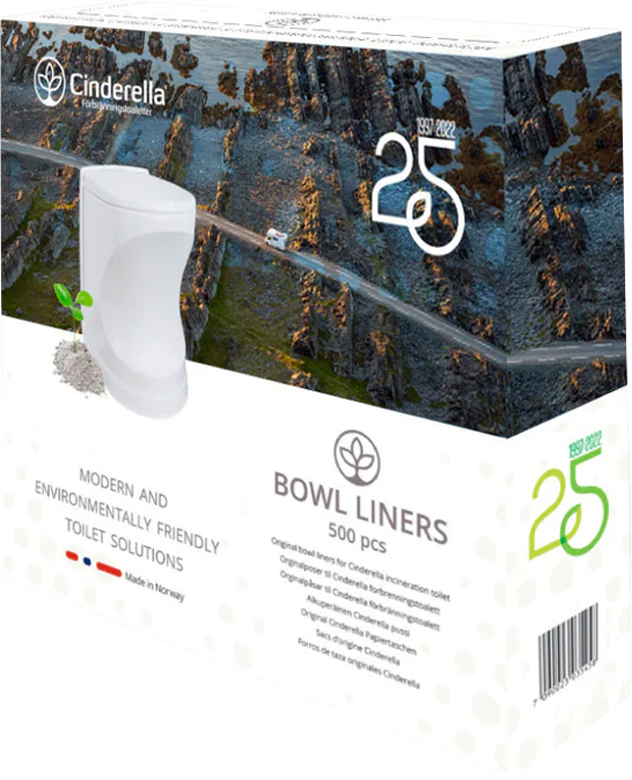 Bowl Liner for forbrenningstoalett 500 stk - Cinderella forfra