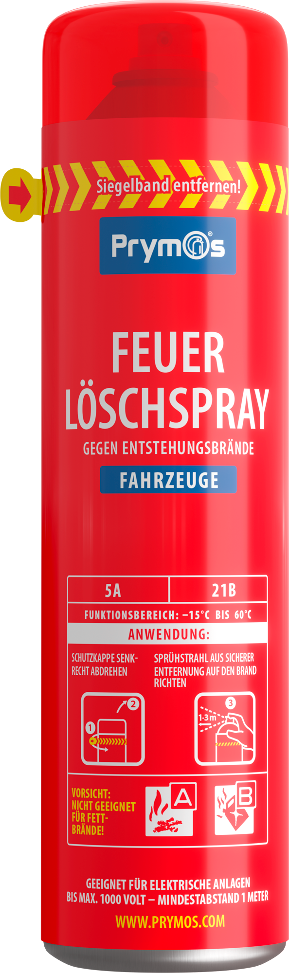 Brannslukningsspray for kjøretøy 600 ml Prymos forfra