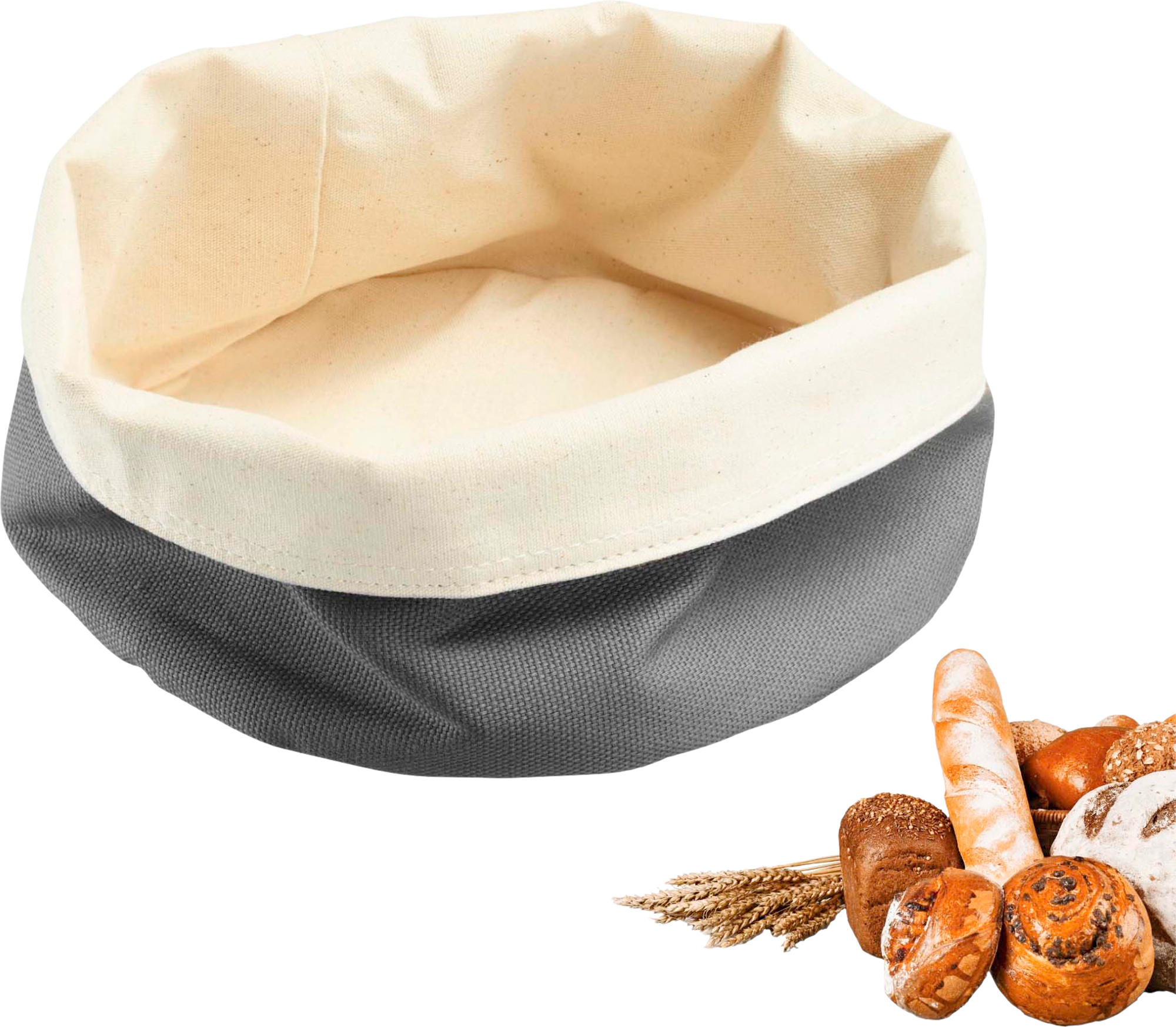 Brødpose rund 20 x 12 cm bomull antrasitt/beige - Westmark forfra