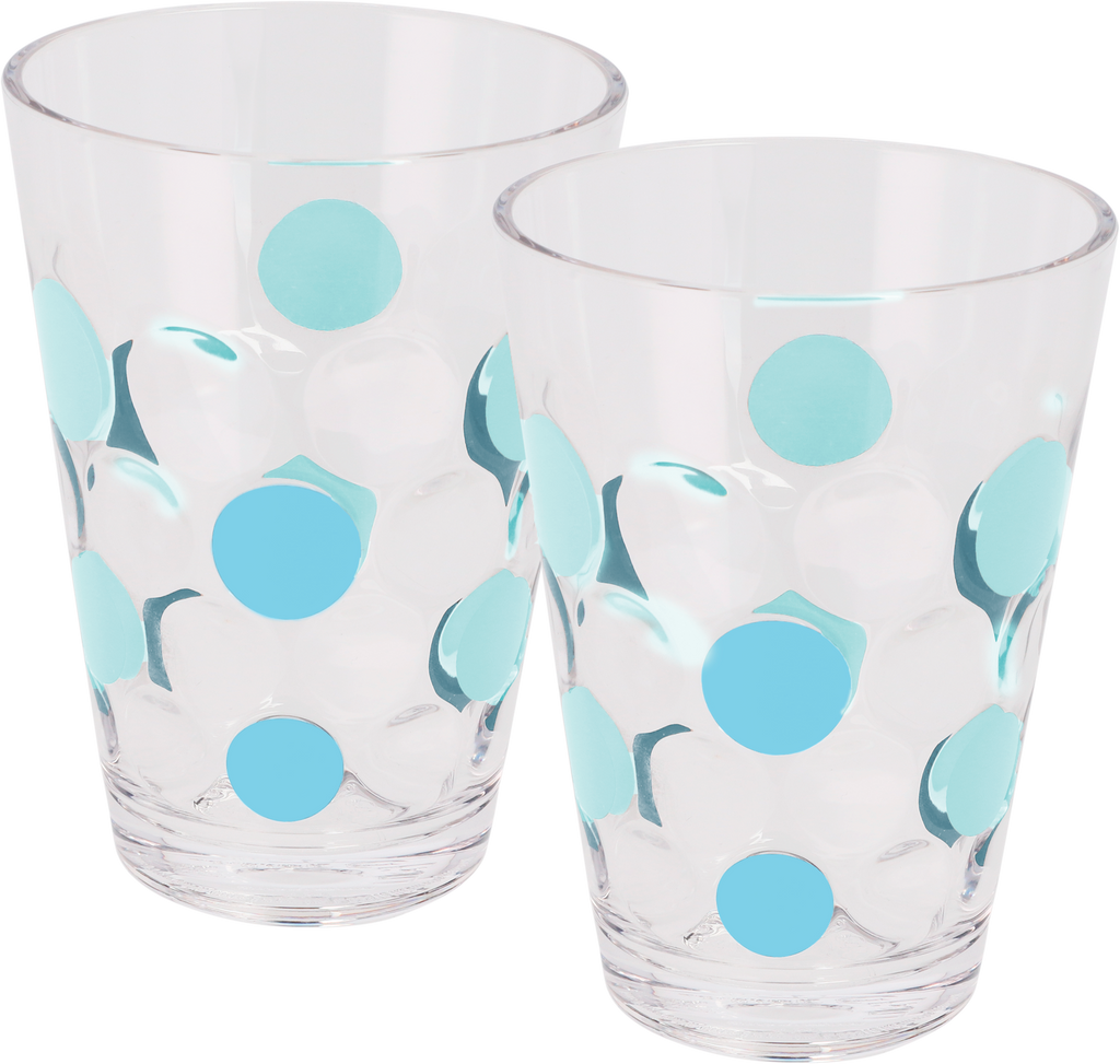Bubble drikkeglass 350 ml 2-er sett i akryl turkis forfra