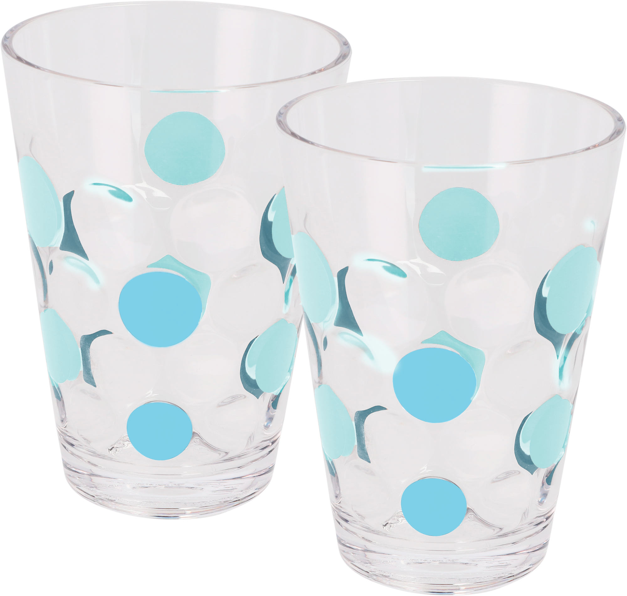 Bubble drikkeglass 350 ml 2-er sett i akryl turkis forfra