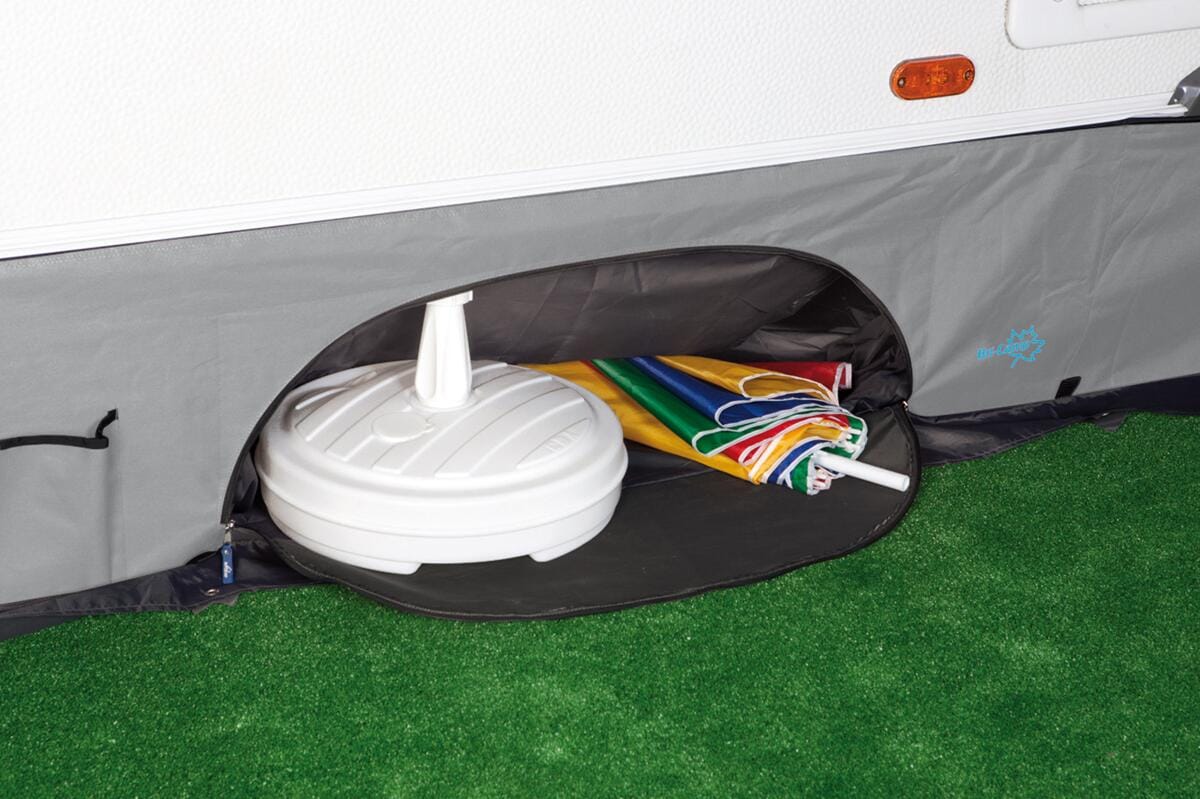 Detalj av bunnskjørt universal 400-600 cm grått 52 cm høyde Bo-Camp