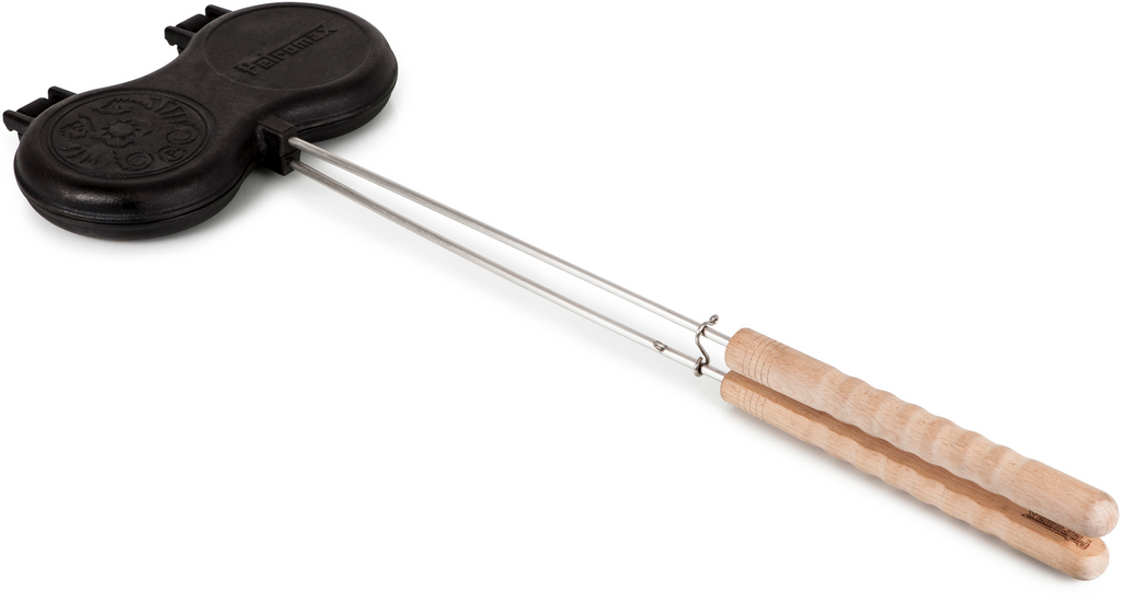 Burgerjern i støpejern 2 x 12 cm med trehåndtak - Petromax forfra