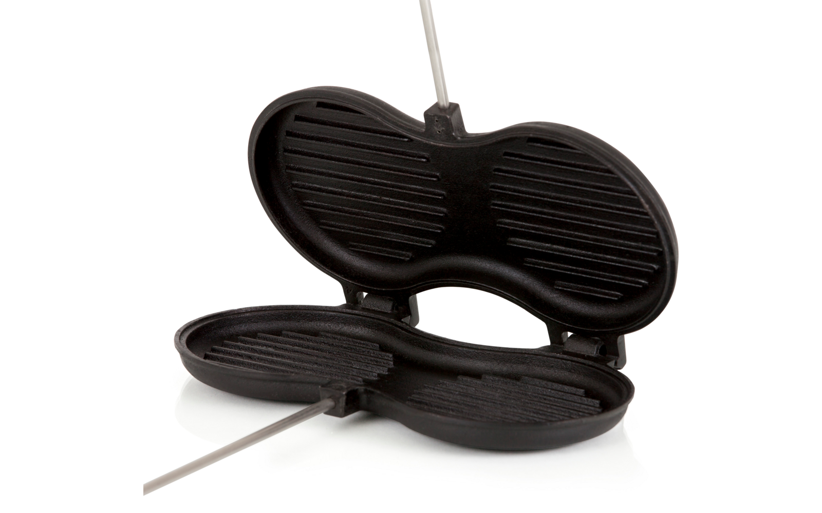 Bakside av Burgerjern i støpejern 2 x 12 cm med trehåndtak - Petromax