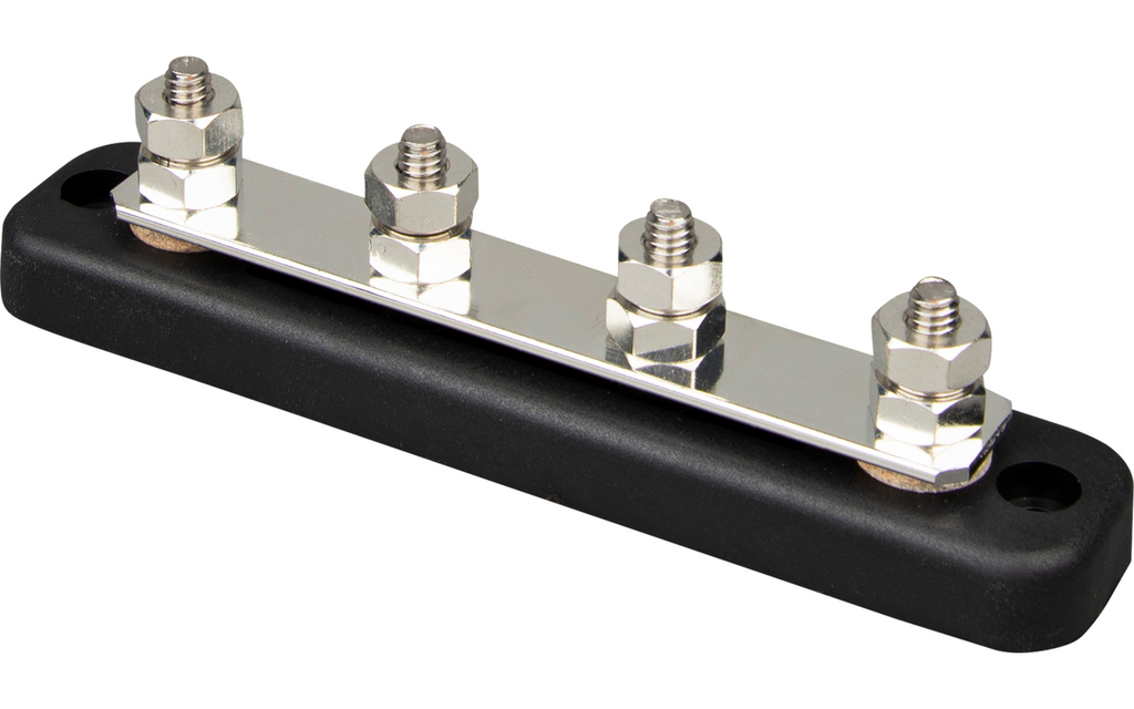 Busbar samleskinne 150A 70V med 4 tilkoblinger Victron Energy bakside