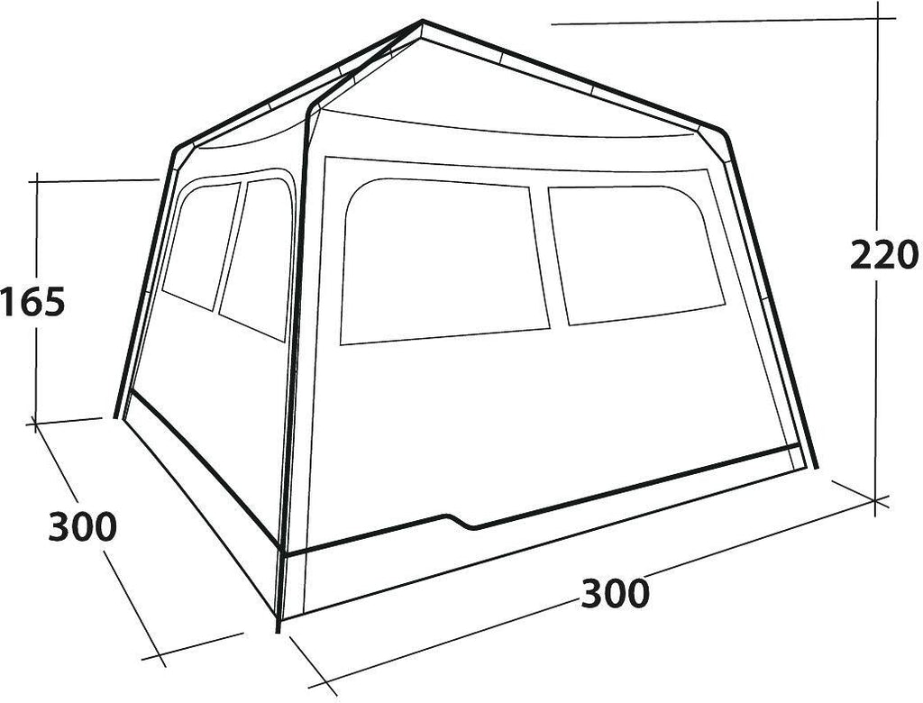 Busfortelt Fastlane 300 shelter 300x300cm UPF 50+ grå stålstenger detalj