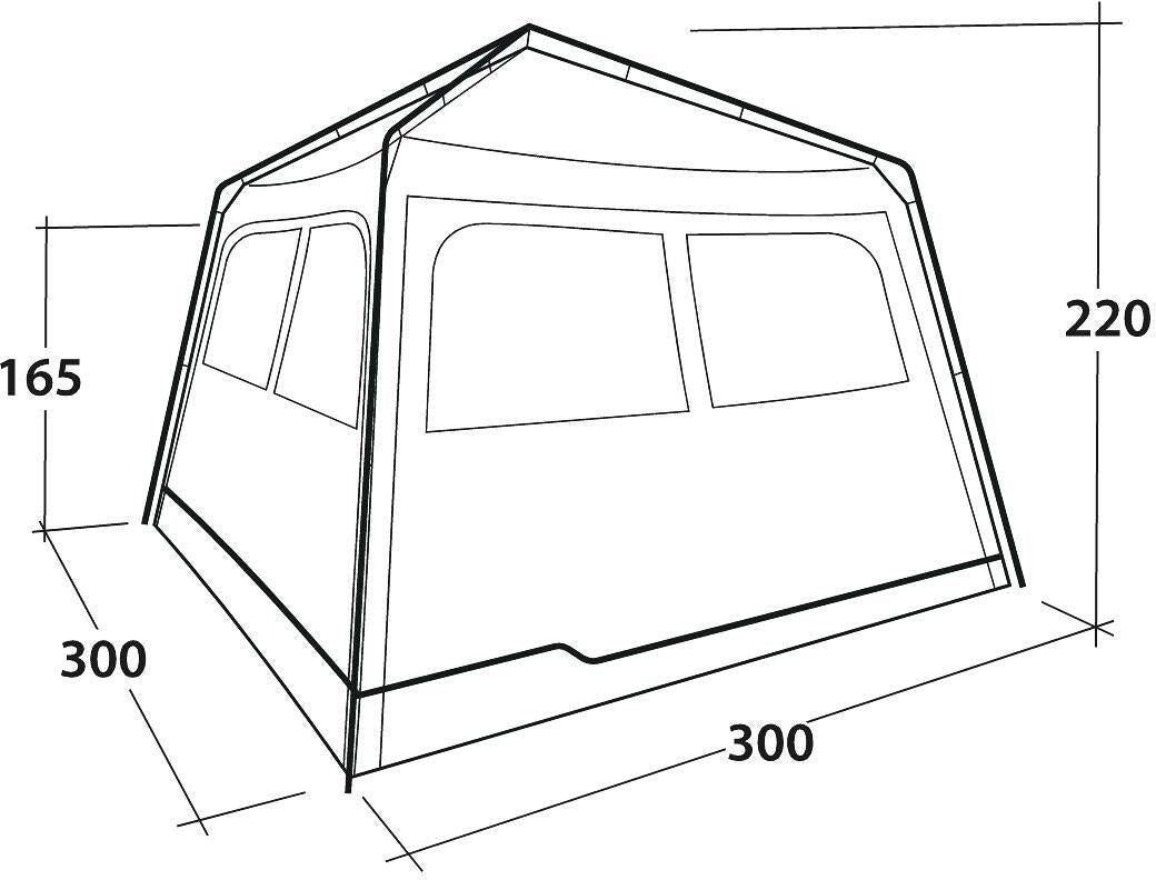 Busfortelt Fastlane 300 shelter 300x300cm UPF 50+ grå stålstenger detalj