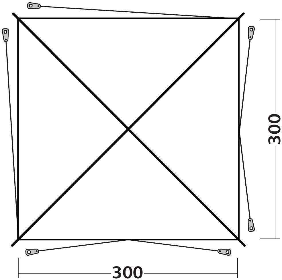 Busfortelt Fastlane 300 shelter 300x300cm UPF 50+ grå bruk på campingplass