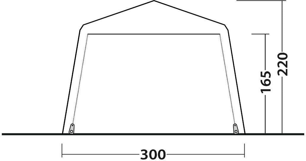 Busfortelt Fastlane 300 shelter 300x300cm UPF 50+ grå visning av ventilasjon