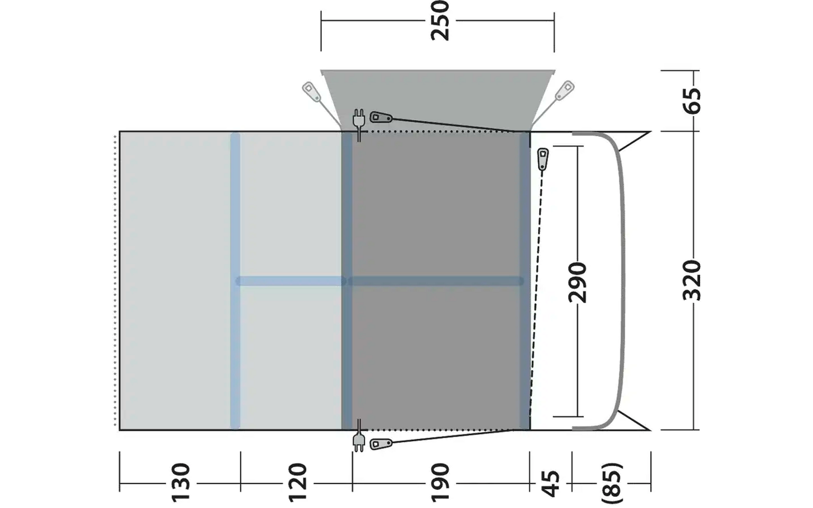 Busfortelt Jones L Power Air oppblåsbart 485x320 cm - Outwell