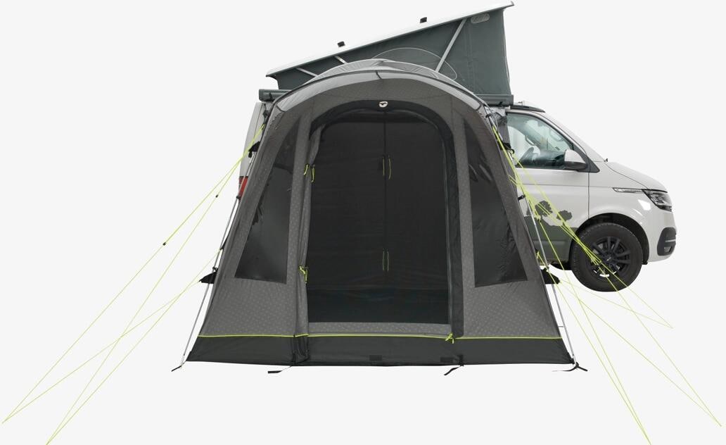Busfortelt Pine Hills 250x250cm vannsøyle 3000mm grå - Outwell montert på camping