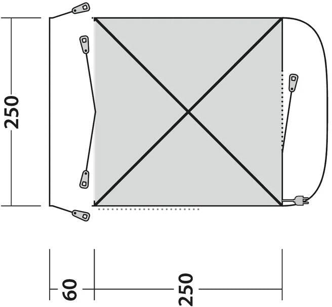 Busfortelt Pine Hills 250x250cm vannsøyle 3000mm grå - Outwell HookTrack system