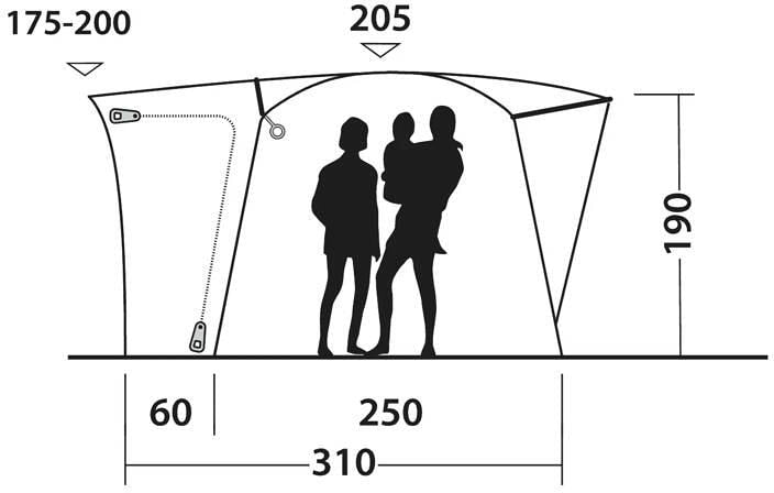 Busfortelt Pine Hills 250x250cm vannsøyle 3000mm grå - Outwell pakkstørrelse