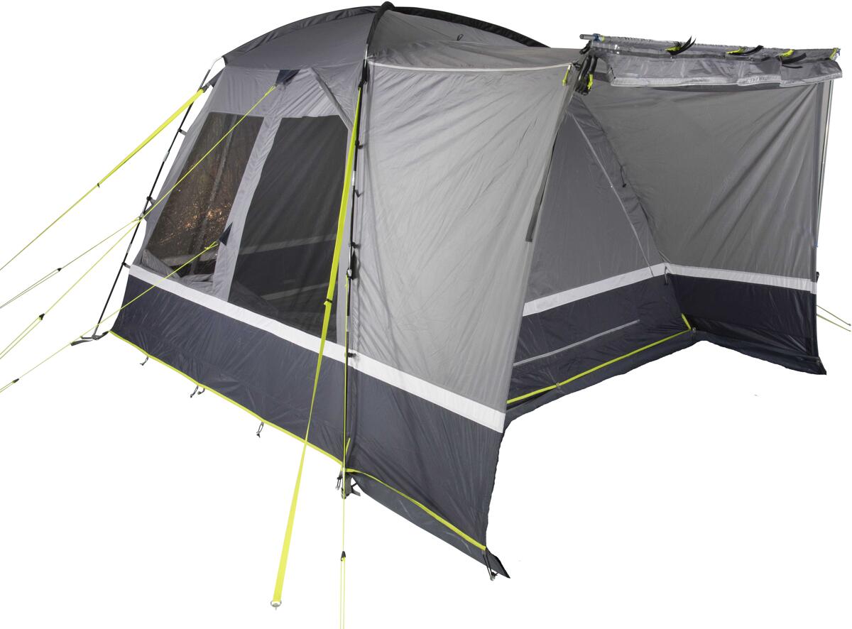 Busfortelt Trentino 2.0 kuppel 370x280 cm fiberglassstang 15 kg nærbilde stoff