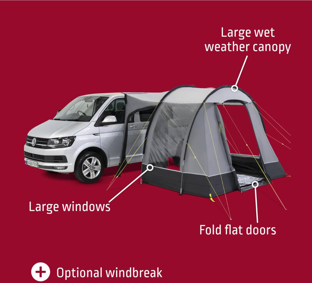 Busfortelt Trip Driveaway 290x180 cm fiberglassstang 9,95 kg - Kampa bakside