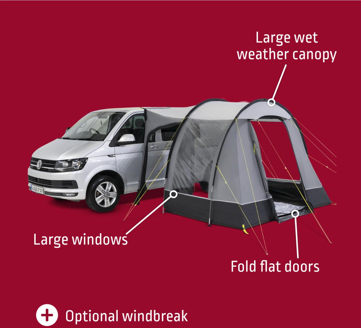 Busfortelt Trip Driveaway 290x180 cm fiberglassstang 9,95 kg - Kampa bakside