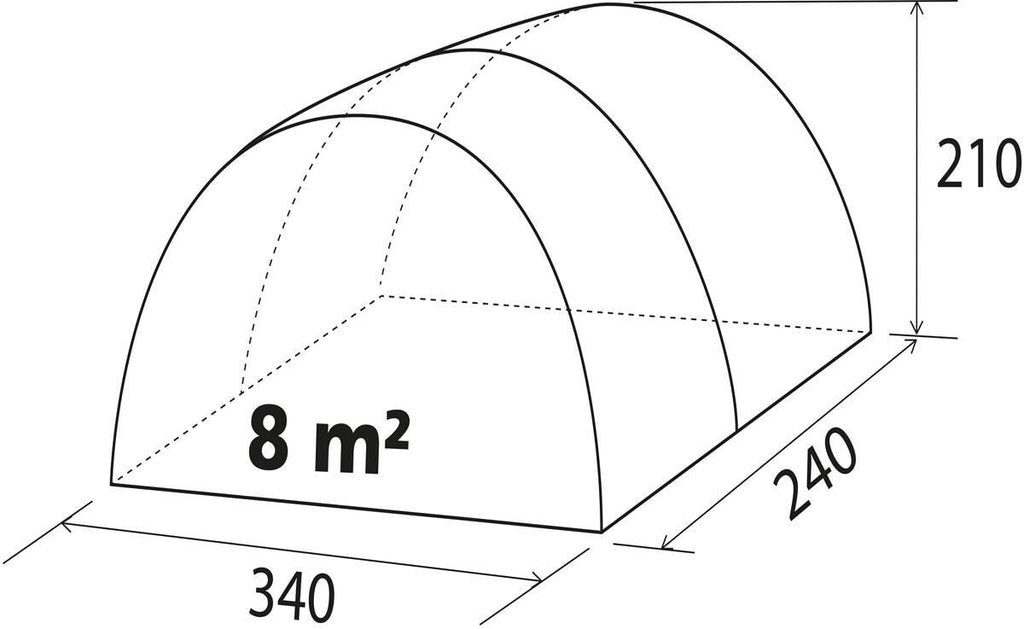 Bussfortelt Beyond 340x240 cm fiberglassstenger detalj av vindu