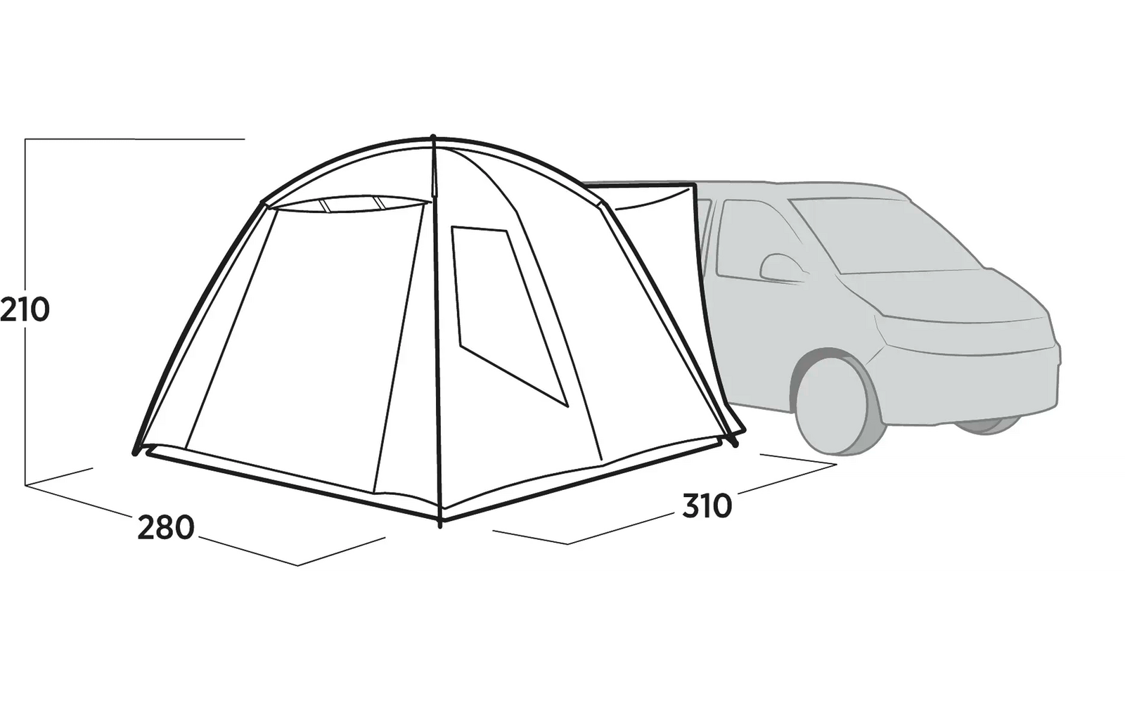Montert Bussfortelt Easy Camp Utne 310x280 cm frittstående ved campervan