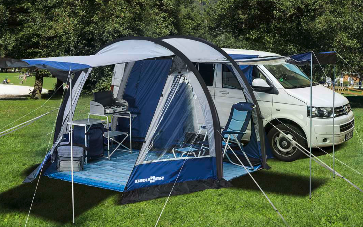 Bussfortelt Entrada 180-220 cm fiberglassstenger 10,5 kg - Brunner forfra