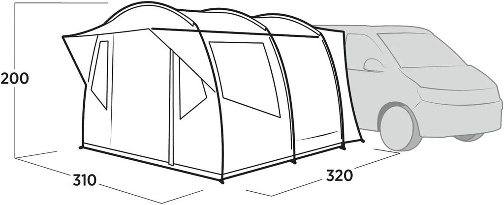 Bussfortelt Reine 310x320 cm frittstående bakside