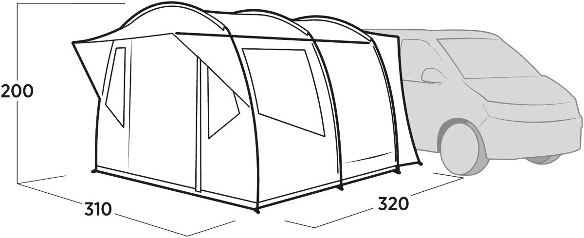 Bussfortelt Reine 310x320 cm frittstående bakside