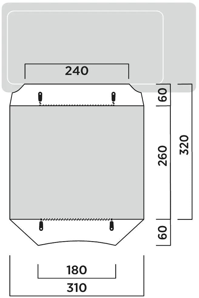 Bussfortelt Reine 310x320 cm frittstående detalj av stoff