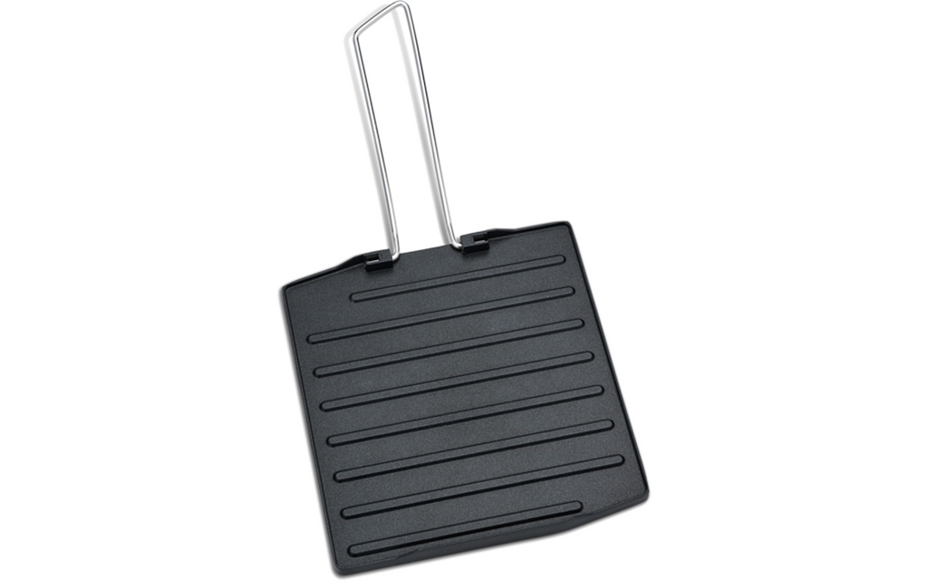 CampFire grillplate aluminium med antihaftbelegg og sammenleggbart håndtak bakside