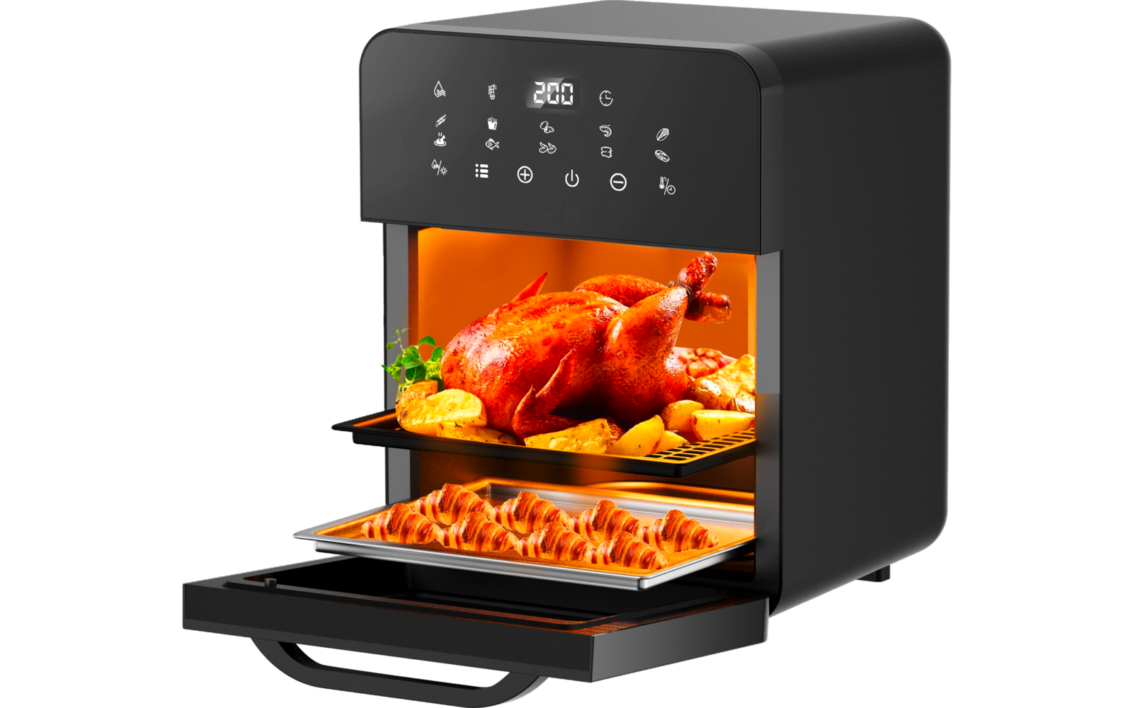 CampGourmet airfryer-stekeovn for camping detalj av kontrollpanel