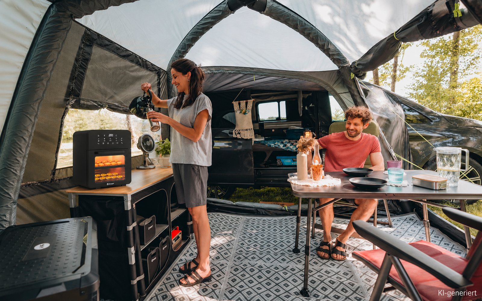 CampGourmet airfryer-stekeovn for camping med tilbehør