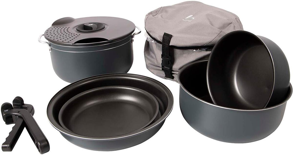 Camping grytesett 7 deler aluminium med belegg 1,3 kg - Bo-Camp forfra